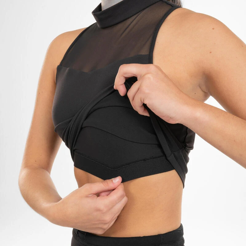 Crop Top Voor Moderne Dans Dames Opstaande Kraag Zwart 4 Crop Top Voor Moderne Dans Dames Opstaande Kraag Zwart - Afbeelding 2