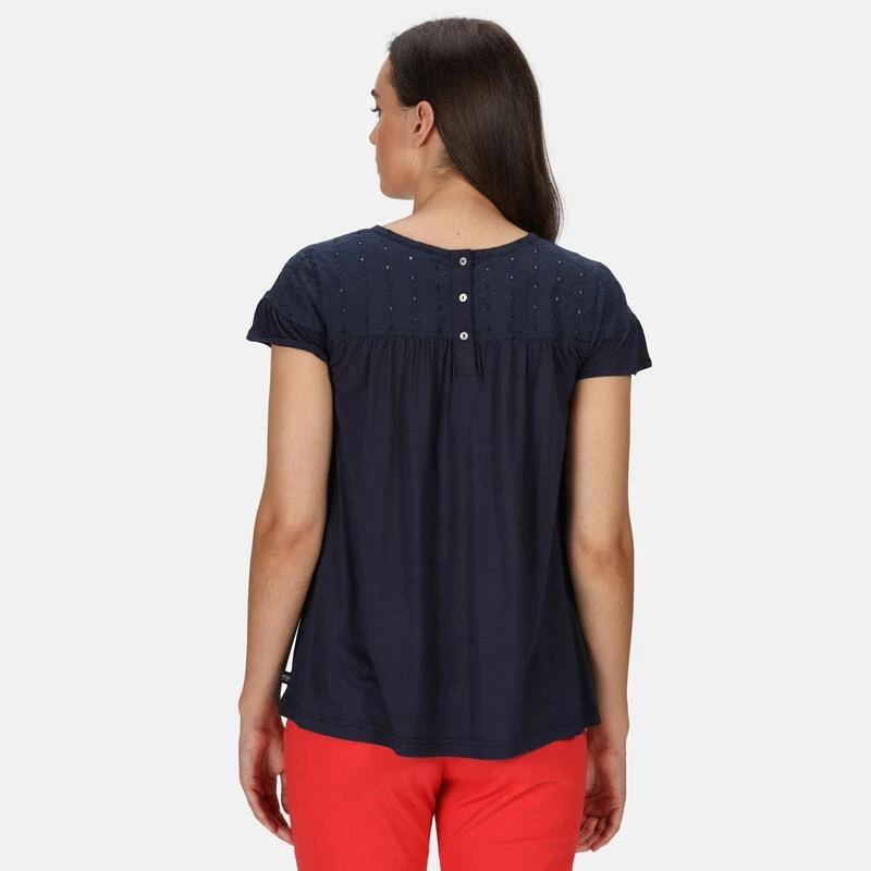 Regatta Dames/dames Abitha Broderie Anglaise Tshirt (Marine) 5 Regatta Dames/dames Abitha Broderie Anglaise Tshirt (Marine) - Afbeelding 3