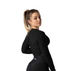 Geribbelde V2 Long Sleeve Crop Top Voor Fitness Zwart -Regta Winkel geribbelde v2 long sleeve crop top voor fitness zwart 2