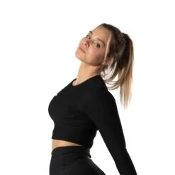 Geribbelde V2 Long Sleeve Crop Top Voor Fitness Zwart -Regta Winkel geribbelde v2 long sleeve crop top voor fitness zwart 3