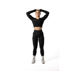 Geribbelde V2 Long Sleeve Crop Top Voor Fitness Zwart -Regta Winkel geribbelde v2 long sleeve crop top voor fitness zwart 4