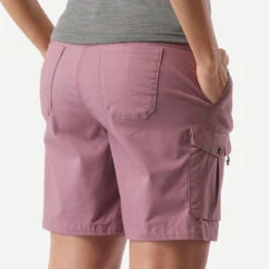 Katoenen Cargoshort Voor Trekking En Backpacking Dames TRAVEL100 -Regta Winkel katoenen cargoshort voor trekking en backpacking dames travel100 paars 3