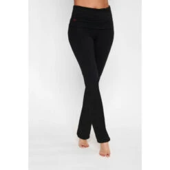 Pranafied - Trendy Yogalegging Met Omslagband En Wijde Pijpen - Urban Black