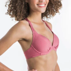 PUSH-UP BIKINITOP VOOR SURFEN VOOR DAMES ELENA Met Vaste Padding EFFEN Geribd -Regta Winkel push up bikinitop voor surfen voor dames elena met vaste padding effen roze geribd 3