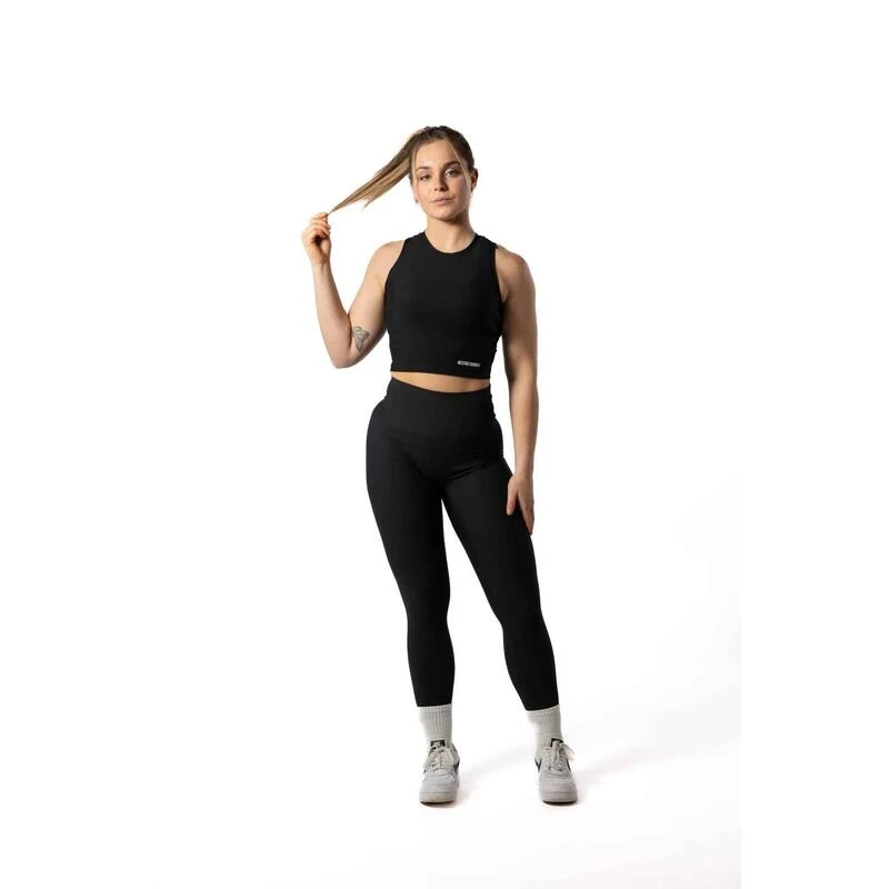 Ribbed V2 High Neck Crop Tank Voor Fitness Zwart 6 Ribbed V2 High Neck Crop Tank Voor Fitness Zwart - Afbeelding 4