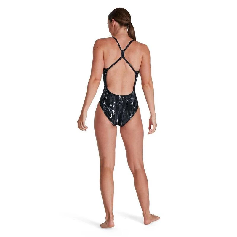 Speedo Allover Rippleback Swimsuit - Black/ USA Charcoal/ White 4 Speedo Allover Rippleback Swimsuit - Black/ USA Charcoal/ White - Afbeelding 2
