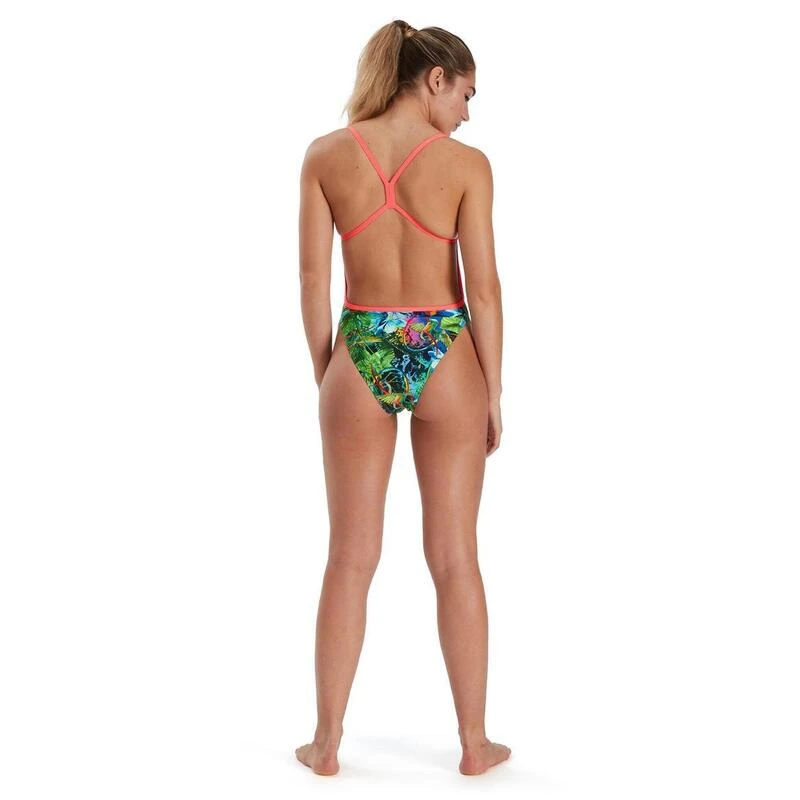 Speedo Lucid Jungle Allover Vback Swimsuit - Green/ Adriatic/ Red 4 Speedo Lucid Jungle Allover Vback Swimsuit - Green/ Adriatic/ Red - Afbeelding 2