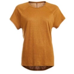 Yoga T-shirt Voor Dames 100% Linnen Made In France Camel -Regta Winkel yoga t shirt voor dames 100 linnen made in france camel 4