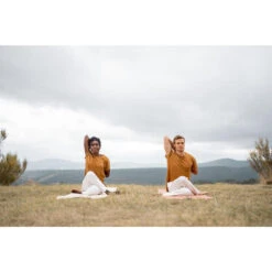 Yoga T-shirt Voor Dames 100% Linnen Made In France Camel -Regta Winkel yoga t shirt voor dames 100 linnen made in france camel 6